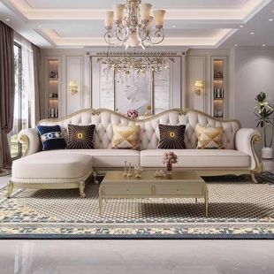 2025 New Modern Minimalist Living Room Solid Wood Furniture American Leather Sofa Light Luxury High-End European Style Villa Top Layer