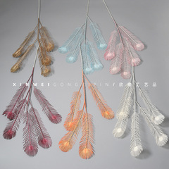 仿真植物孔雀尾鳳尾草綠植假花仿真花婚慶攝影裝飾廠家批發