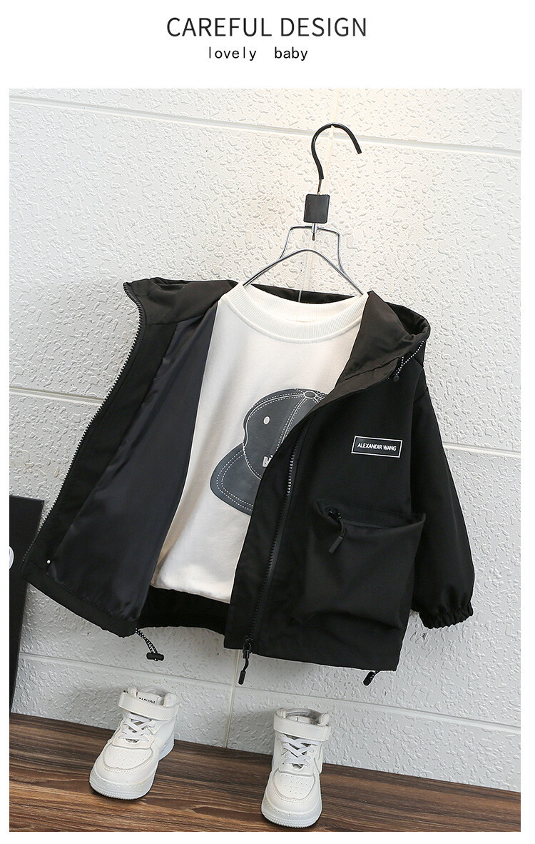 Windjacke mit großem Taschenetikett 2024 Frühlings- und Herbstsaison Neue koreanische Ausgabe Trendy Markenmantel für Kinder für Jungen_voghion.com