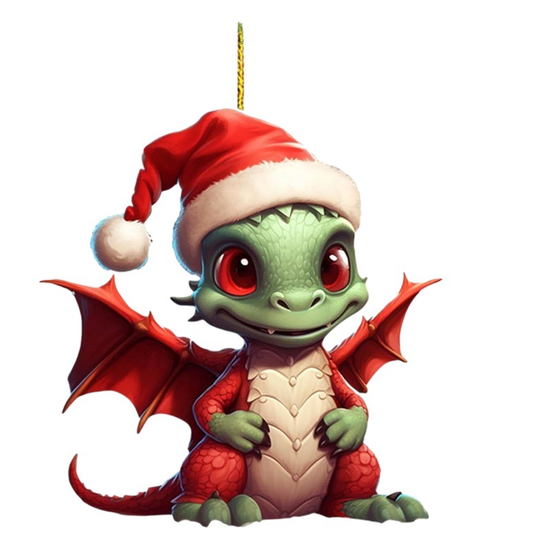 Amazon transfronterizo nueva serie de dinosaurios de Navidad colgante decoraciones de coches de Navidad acrílico colgante plana