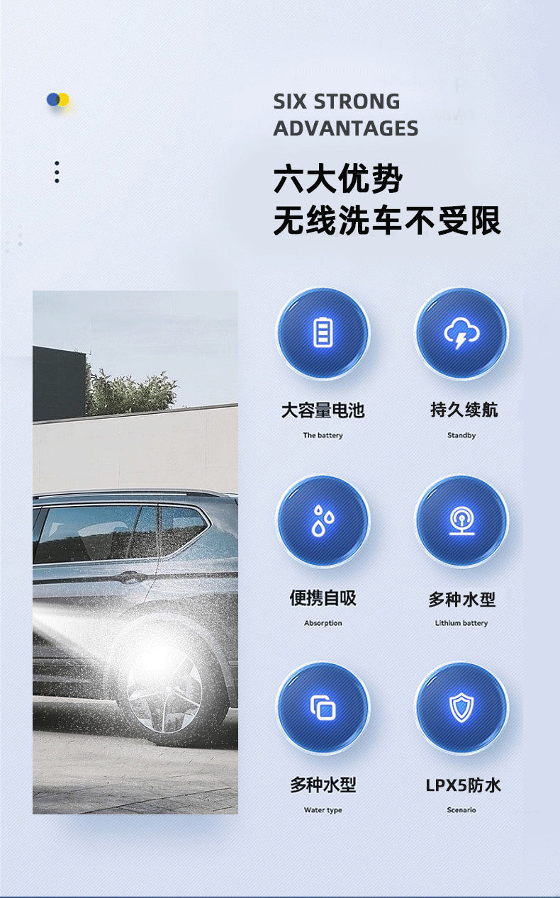 Wireless Car Washing Machine Household Electric Water Gun High Power Car Washing Portable Water Gun Car Washing High Pressure Water Gun Large Capacity