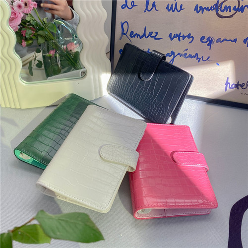 Crocodile textured leather binder Macaron notebook 6-hole hand ledger notepad business fashion office