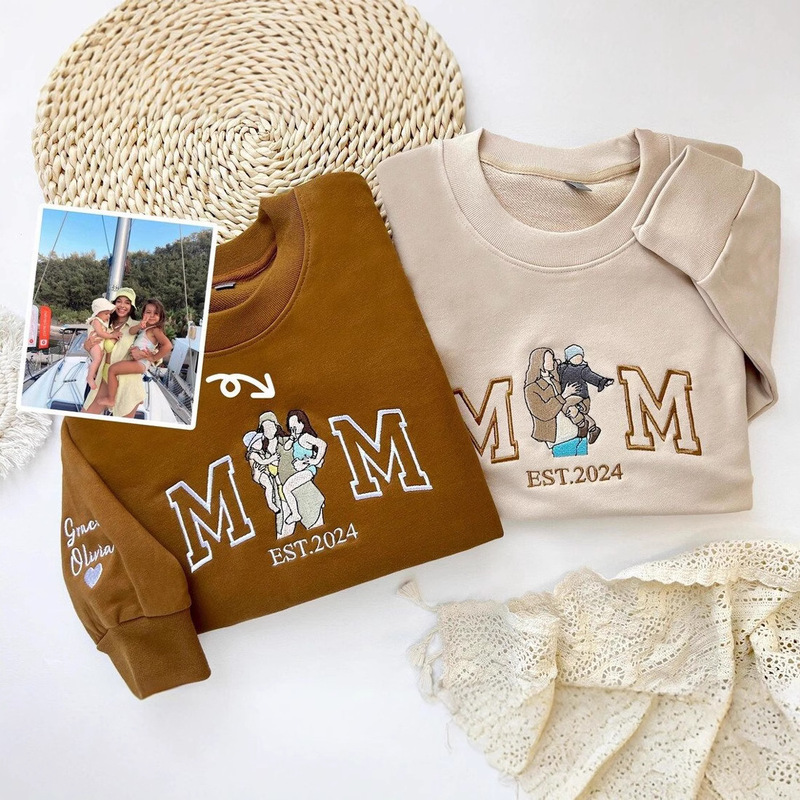 MOM with embroidery photo embroidery portrait name hooded hoodie hoodie cross border 1 piece embroidered etsy