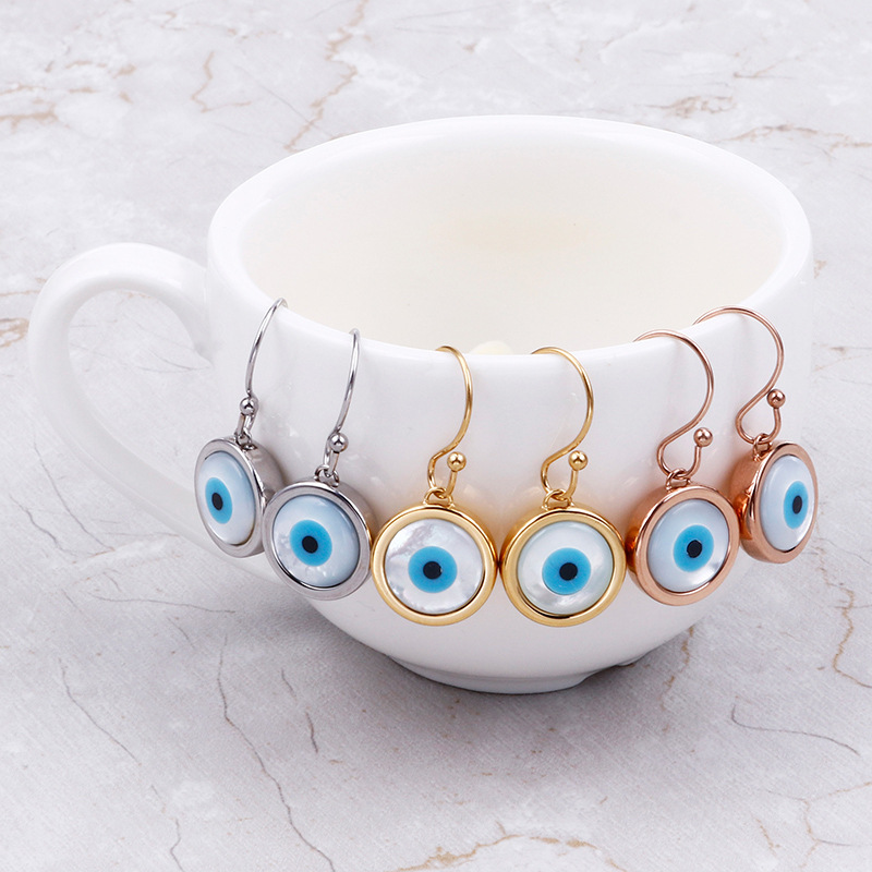 Fashion Devilu0027S Eye Titanium Steel Inlay Opal Bracelets Earrings Necklace