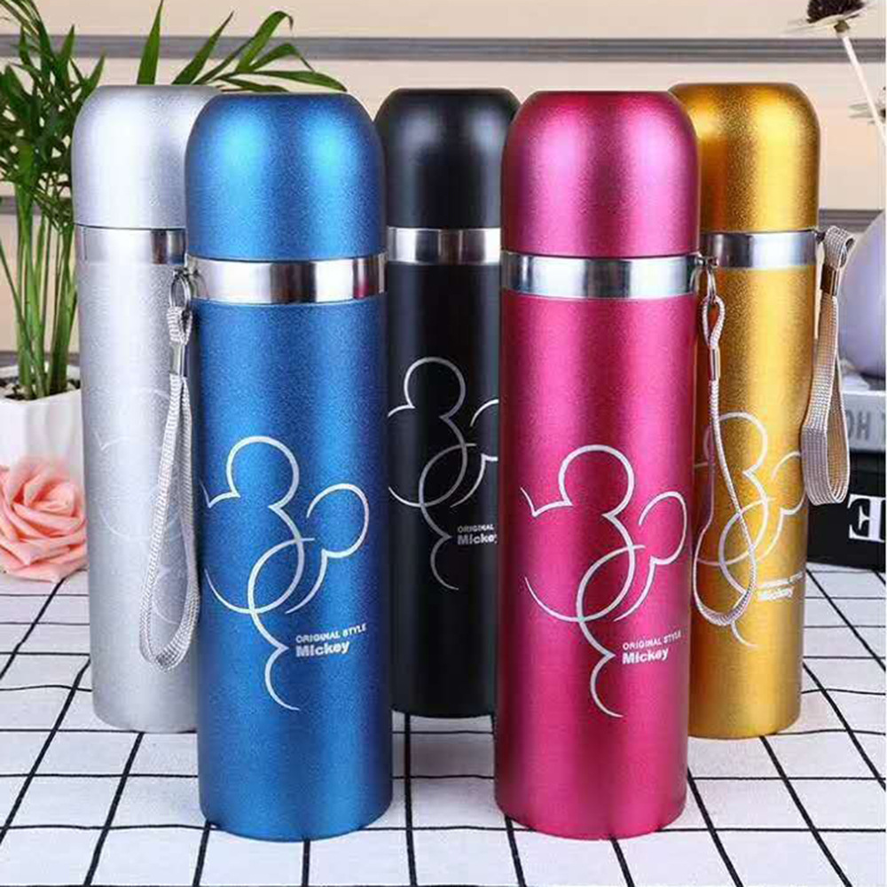 500ml de acero inoxidable taza del vacío bala creativa dibujos animados los niños taza agua al aire libre portátil regalo