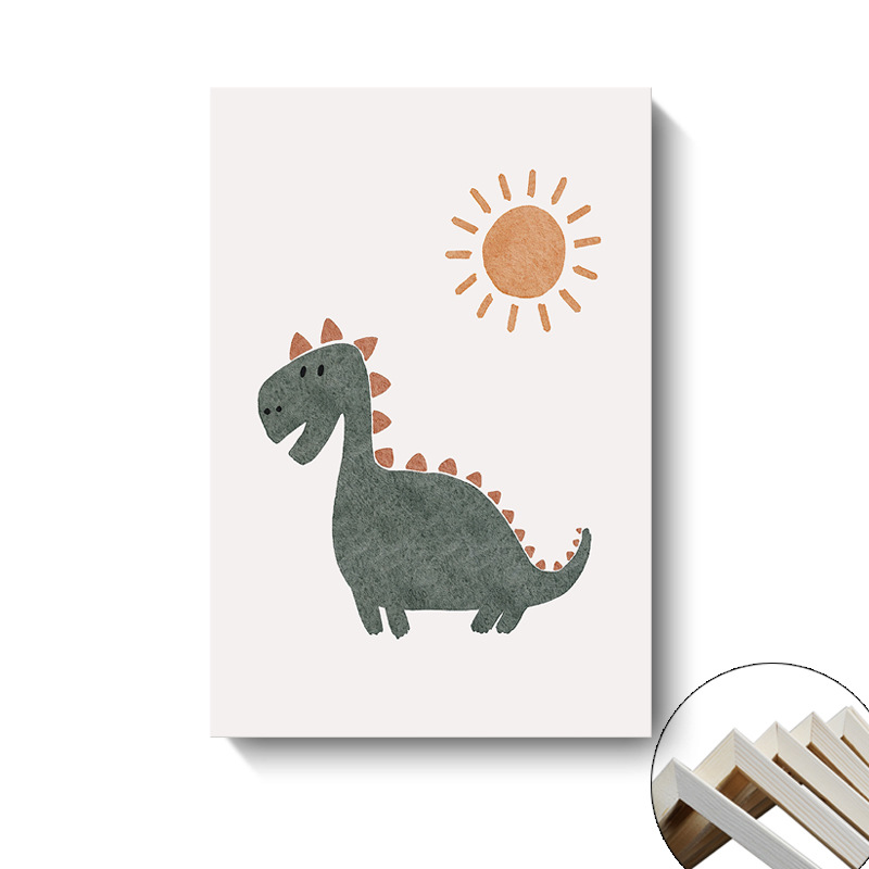 Pintura decorativa nórdica dibujos animados interesantes alfabeto numérico puerta arcoíris dinosaurio dormitorio infantil cuelga pintura marco interior pintura image 8