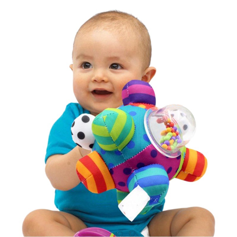Baby Bomb Ball mano agarrando la bola de traqueteo táctil sensorial tridimensional sonajero Bola de tela 0-1 años de edad bebé juguete mano agarrar la bola