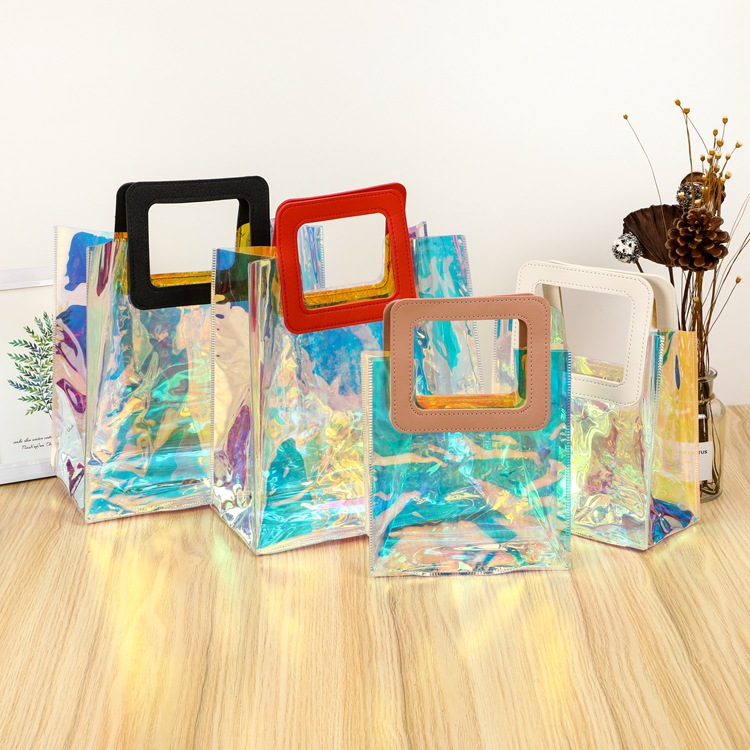 PVC手提袋镭射服装袋化妆品礼物袋收纳袋透明供应伴手礼袋