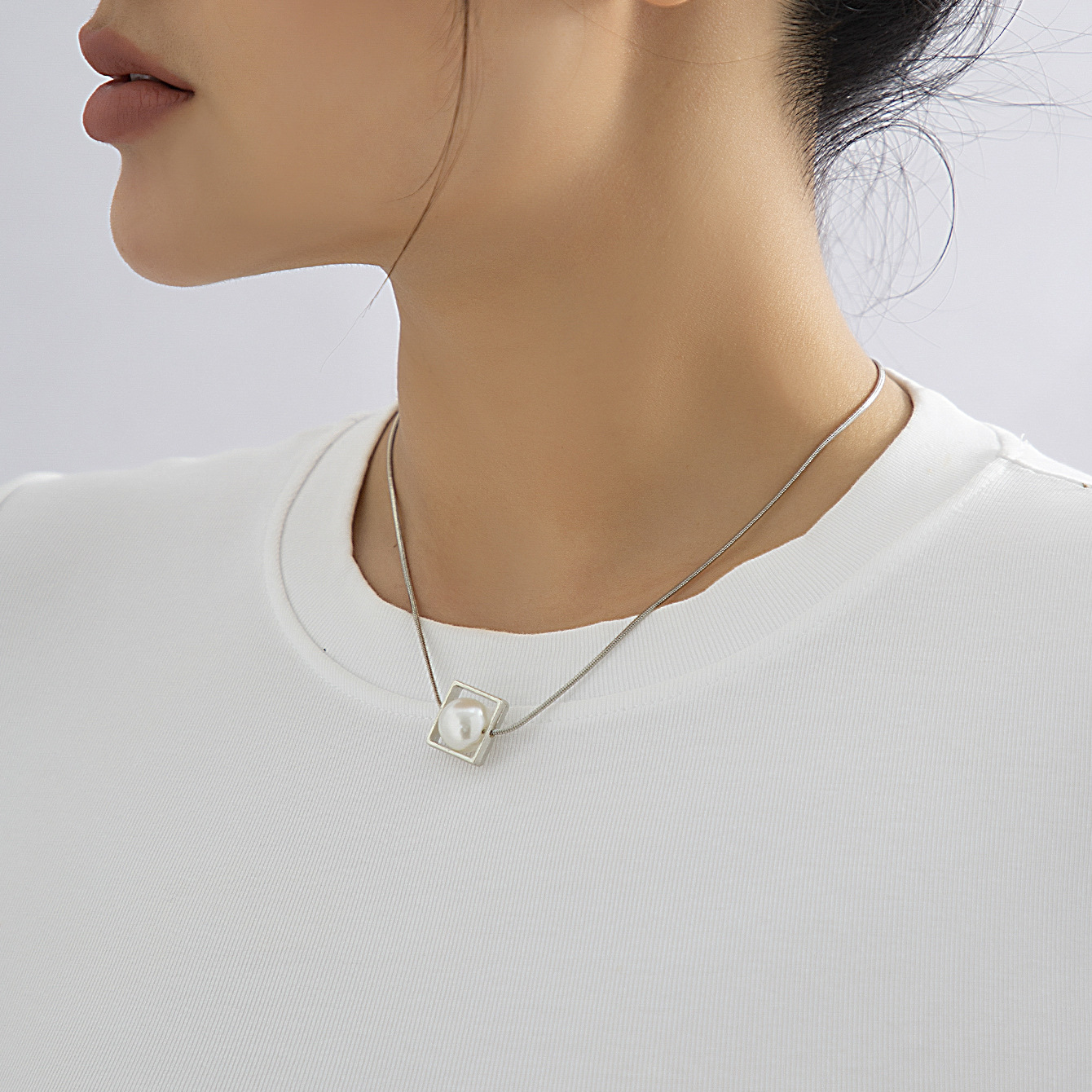 Fashion Square Copper Choker Pearl Copper Necklaces