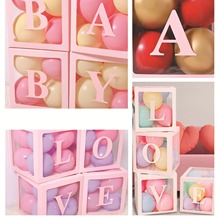 亚马逊跨境透明气球盒子BABY派对ONE生日装饰场景装饰礼盒26字母