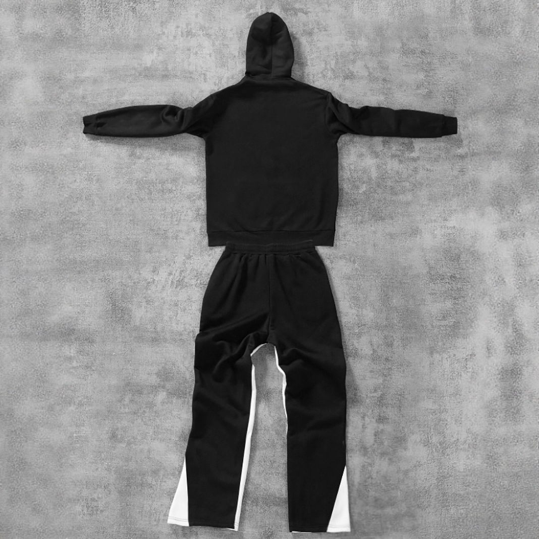 Men's Letter Print Hooded Tracksuit Set With Zip Up Top And Pants_voghion.com