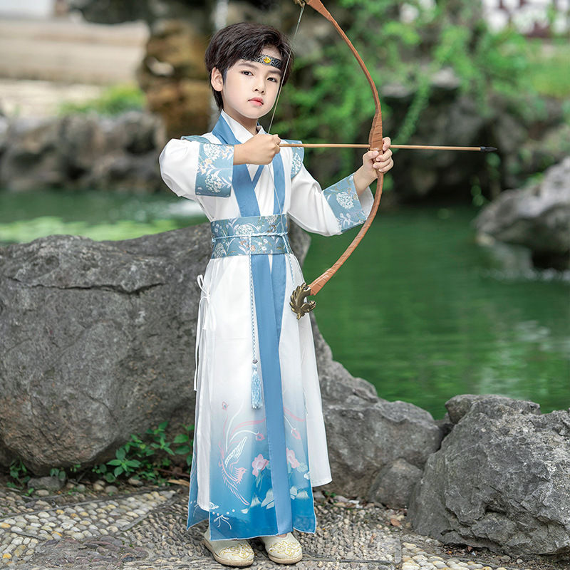 Boys Chinese Hanfu Warrior Swordsman Cosplay Robe tang suit children China ancient folk costumes prince stage performance outfits kimono dress for Baby