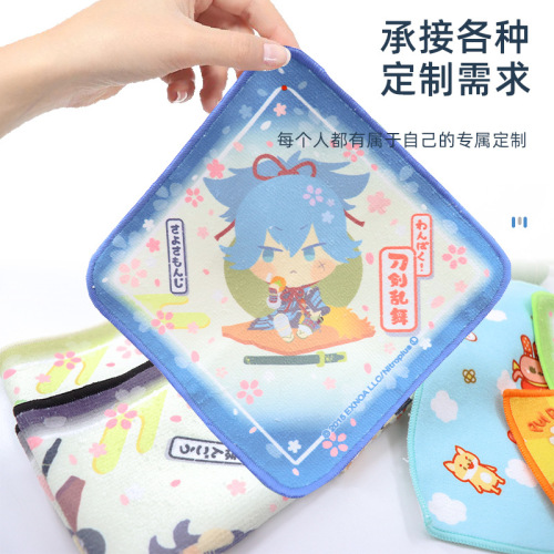 Japanese animation cross-border advertising handkerchief microfiber heat transfer printing towel handkerchief processing gift manufacturer