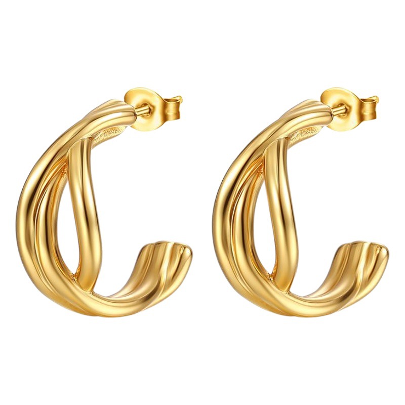 Moda europea y americana transfronteriza de alto grado versátil de acero inoxidable pendientes regulares de las mujeres de moda 18K Luz de lujo pendientes de las mujeres