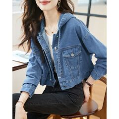 休闲短款牛仔外套2025秋季新款翻领宽松气质女士百搭上衣