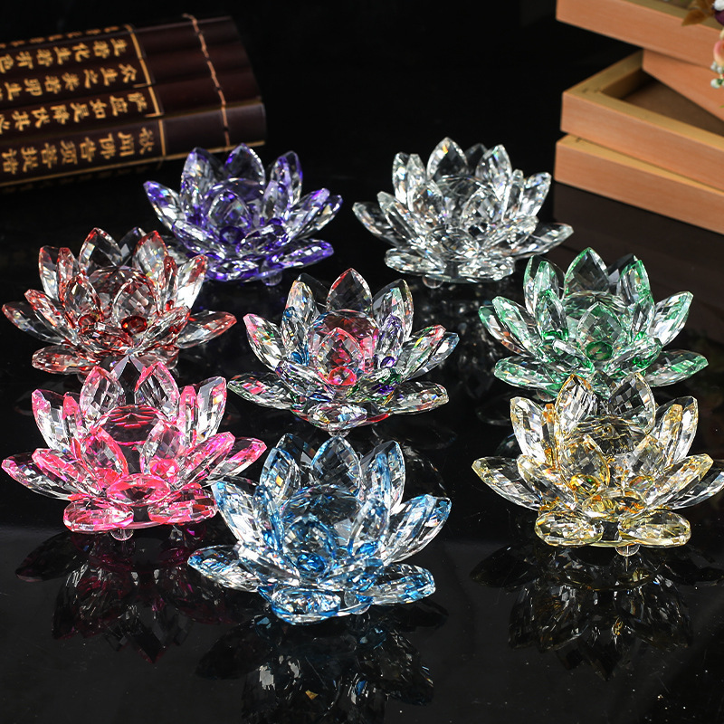 Car Ornaments Crystal Lotus Home Ornaments Candlestick Buddha Worker Supplies Office Desk Jewelry Cabinet Decoration Small Artifacts