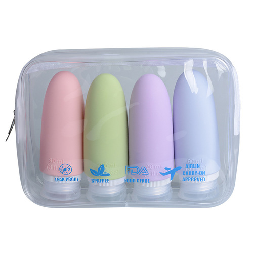 Amazon travel pouch shampoo and shower gel lotion bottle organizer empty bottle silicone travel pouch