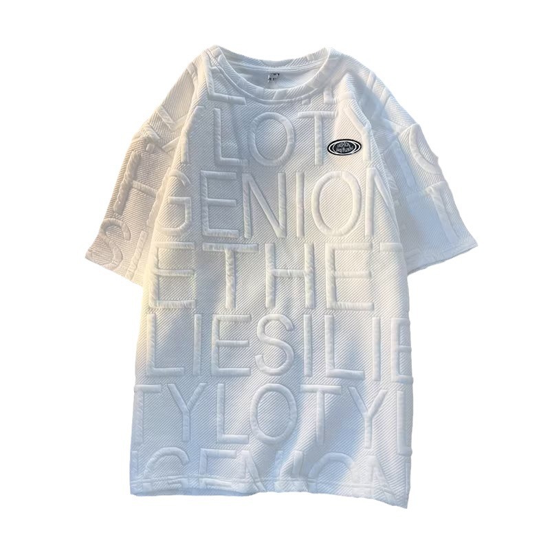 Traje de verano de los hombres de moda todo fósforo color sólido casual Camiseta de manga corta waffle Top marca de moda coreana INS shorts