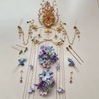 超仙古风古装流苏发簪金色头饰饰汉服配饰步摇公主额冠头饰套装