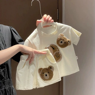 卡通洋气两件套短袖短裤网红套装男宝宝分体婴儿衣服韩版