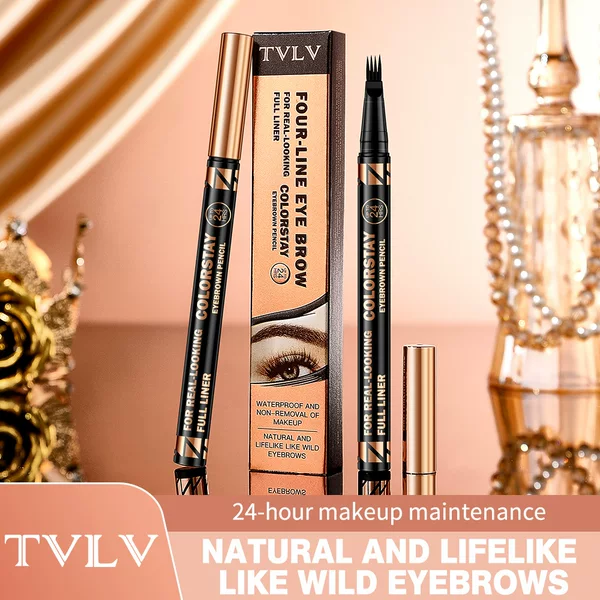 Foreign Trade Cross-Border Tvlv Four-Line Eyebrow Pencil Waterproof Non-Smudge Long-Lasting Ultra-Fine for Women Beginners Gel Pencil Natural