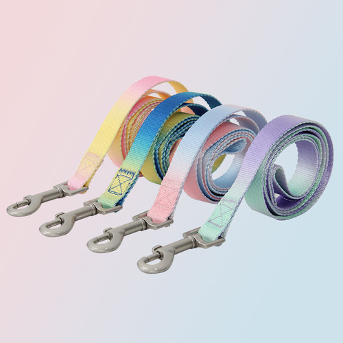 Pet leash gradient color outdoor dog leash leash set collar dog harness small and medium-sized dog leash