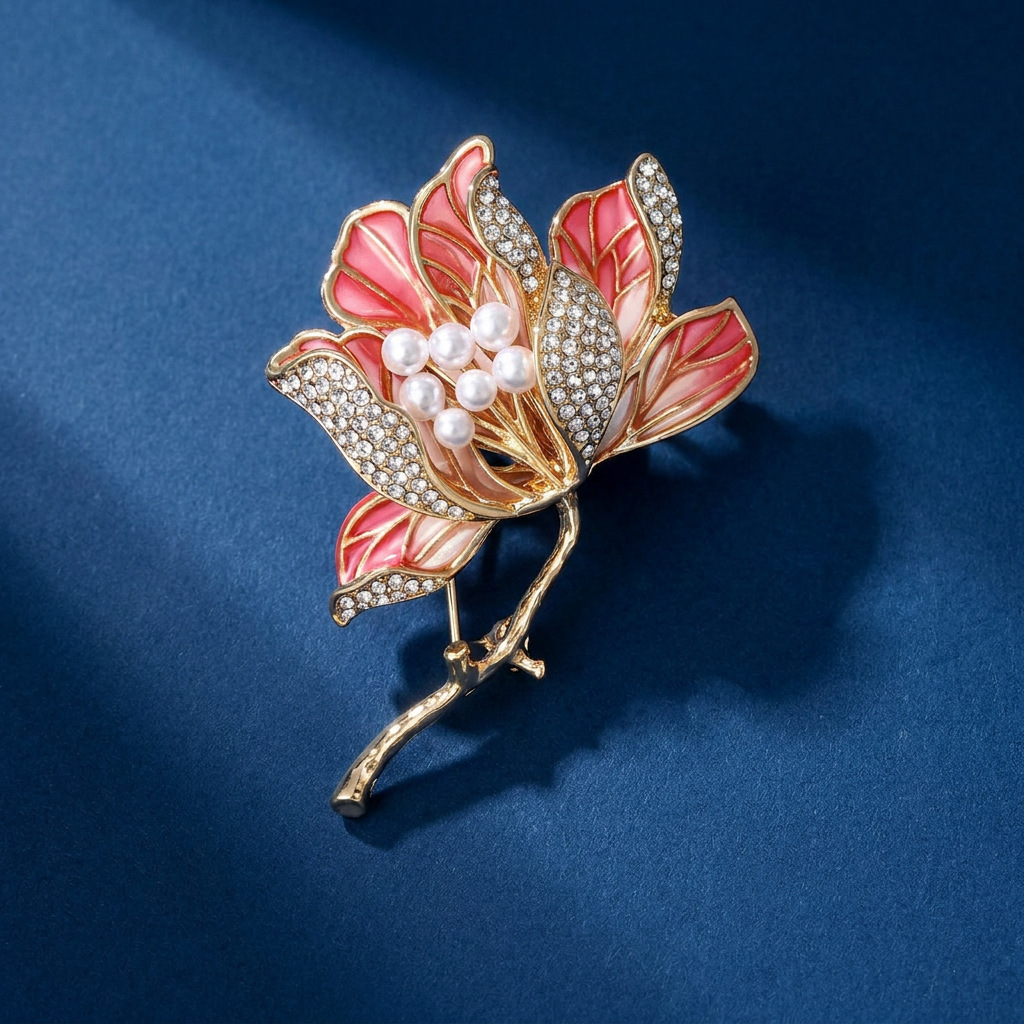 Luxury Begonia Flower Brooch, Niche High-End Waist-Cinching Buckle, Ancient Style Corsage, Anti-Slip Clothing Pin