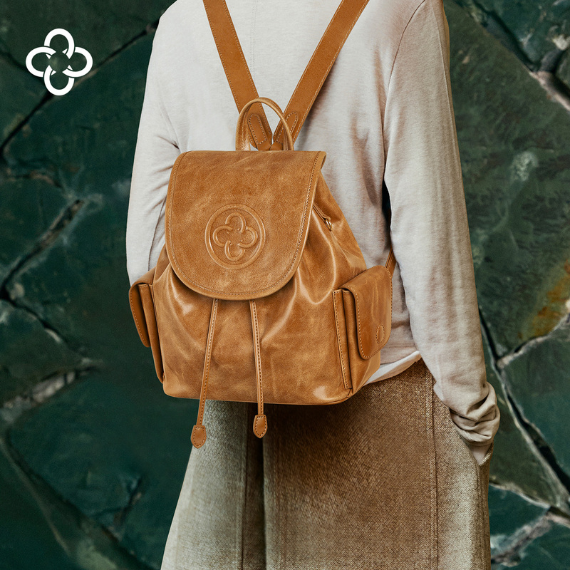 Kasler Vegetable-Tanned Leather Backpack for Women, Large Capacity Backpack, Student School Bag, Retro Commuter Women's Computer Bag