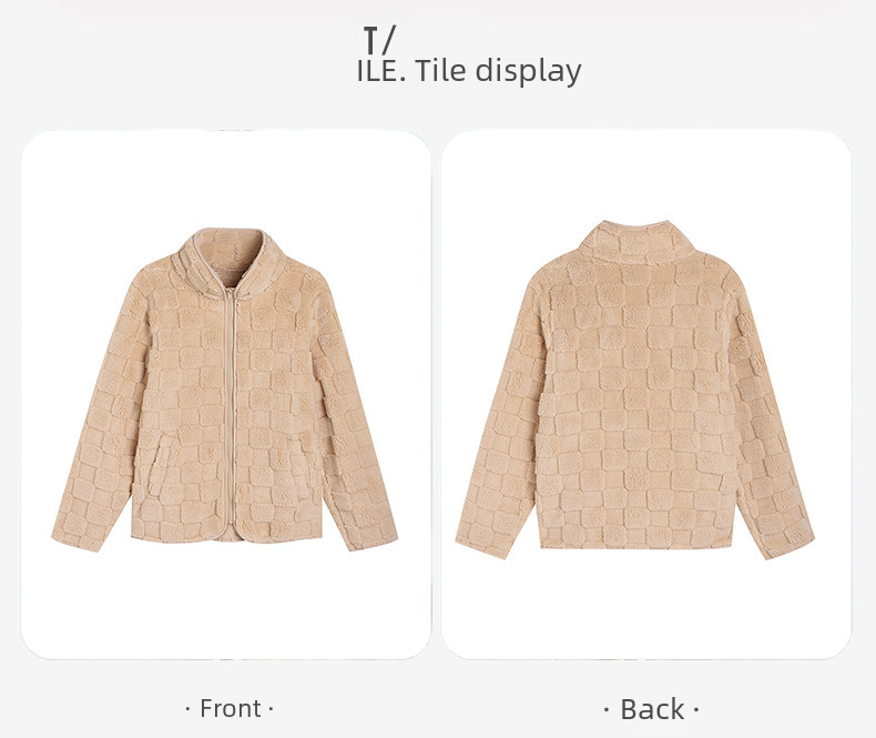 Dames mantel met rits van fluweel voor herfst en winter_voghion.com