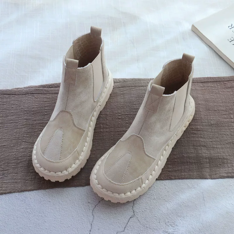 Ботильоны в стиле ретро, ​​короткие ботинки для женщин, корейский стиль, осенне-зимние универсальные женские ботинки на плоской подошве, удобная женская обувь, ботинки на мягкой подошве, женские ботинки с круглым носком