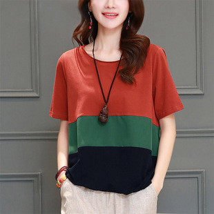 2024 Summer New Short-sleeved T-shirt Women's Loose Slimming Belly Covering Simple Casual All-match Top Base Shirt for Women