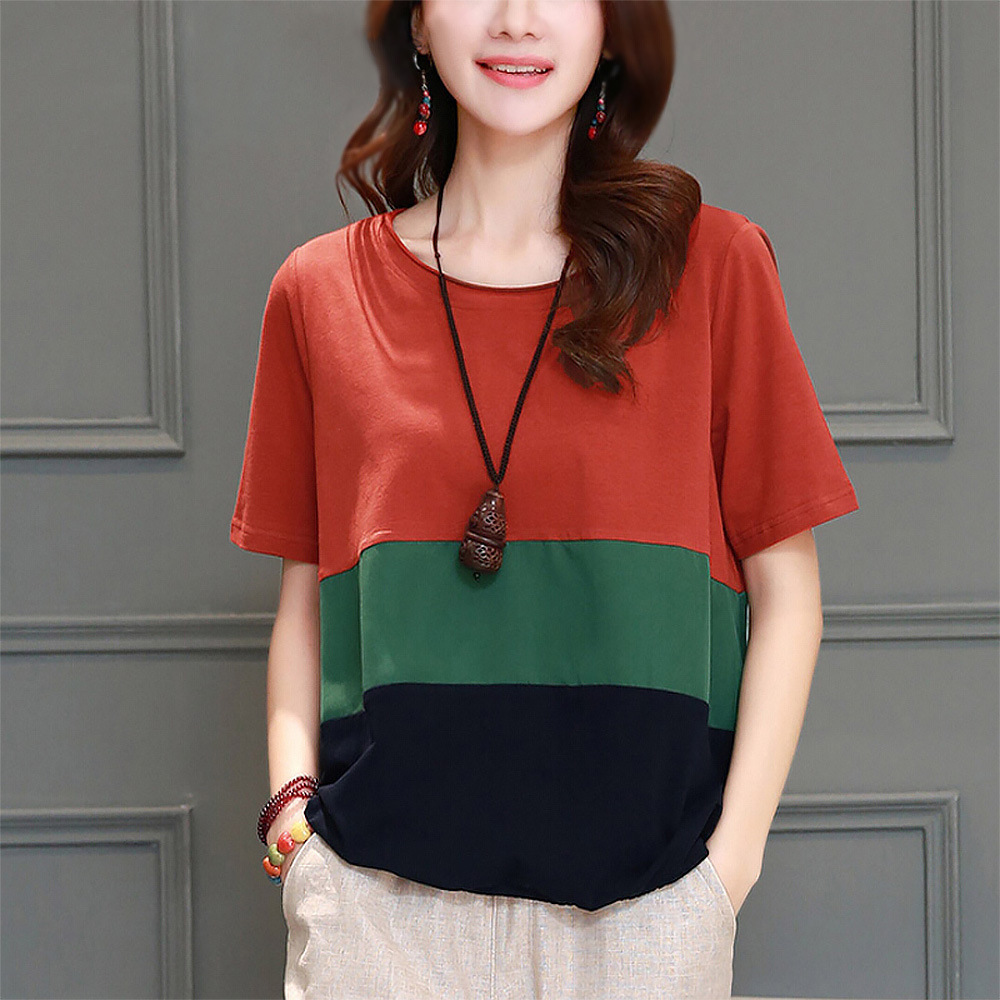 2024 Summer New Style Short-Sleeve T-Shirt for Women, Loose Fit, Slimming, Conceals Tummy, Simple, Casual, Versatile Top/Base Layer