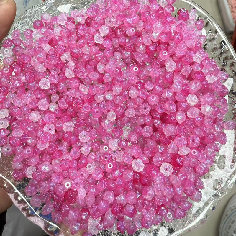 Luz nocturna brillante dorada rosa mini camellia acrílico diy cuentas hechas a mano al por mayor explosión de sonido