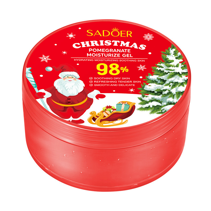 Full English Aloe Vera SADOER Christmas Red Pomegranate Gel Moisturizing Cream Hydrating_voghion.com
