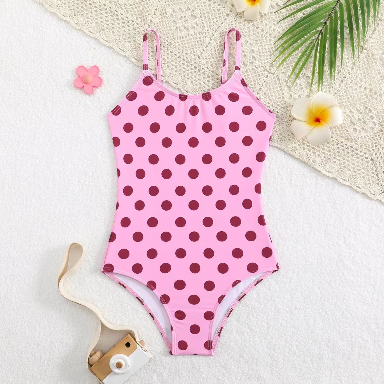 Children's Style One Piece Swimsuit Women's Halter Top Print Tight Fitting Beachwear For Kids 3-7 Years_voghion.com