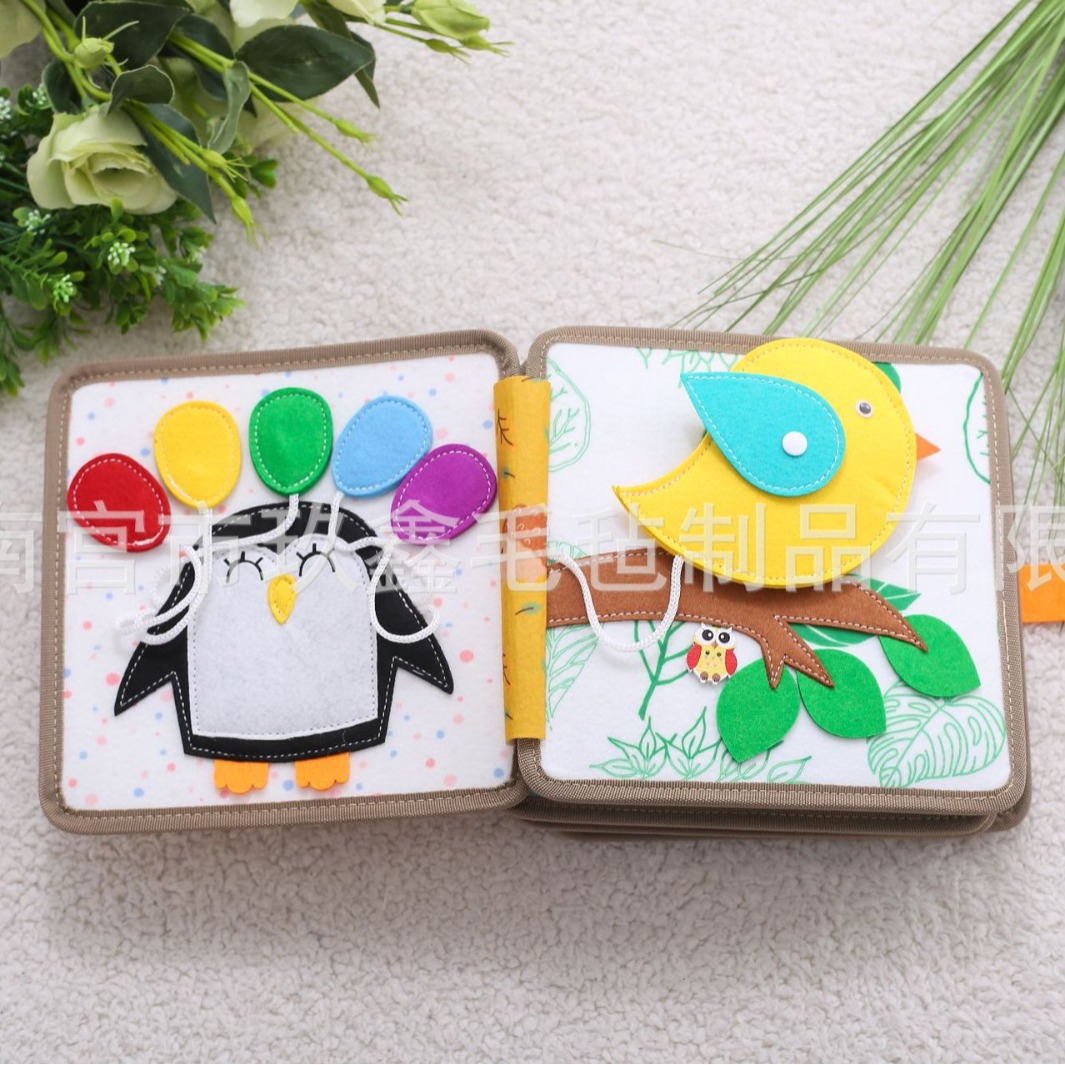 Al por mayor nuevo fieltro ciervo libro tranquilo escudo gato desgarrado iluminación cepillo de cremallera ocupado juguetes de aprendizaje