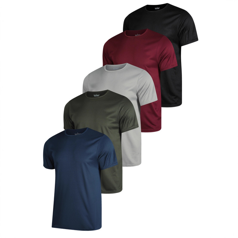 5-Piece Set of Popular Color Combinations Men's Sports Shirts, Workout Short-Sleeve Casual Tops, Quick-Dry Round-Neck Breathable T-Shirts