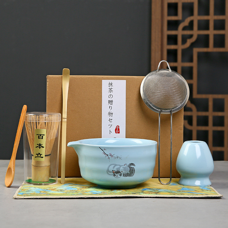 抹茶茶碗日本式抹茶宋代点茶道具陶磁器茶碗カップミキサー抹茶ブラシ茶コップセット|undefined