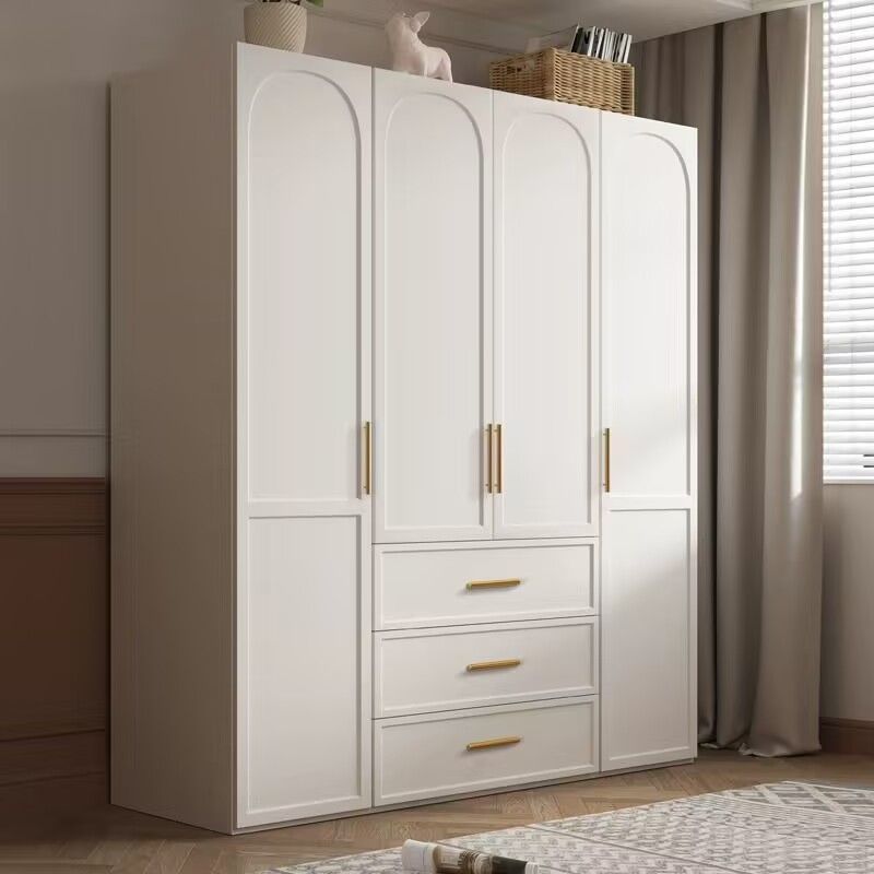 French-Style Wardrobe for Home Bedroom Use, Solid Wood Particle Board, Small Apartment, Modern Simple Economical Cabinet Assembly Wardrobe
