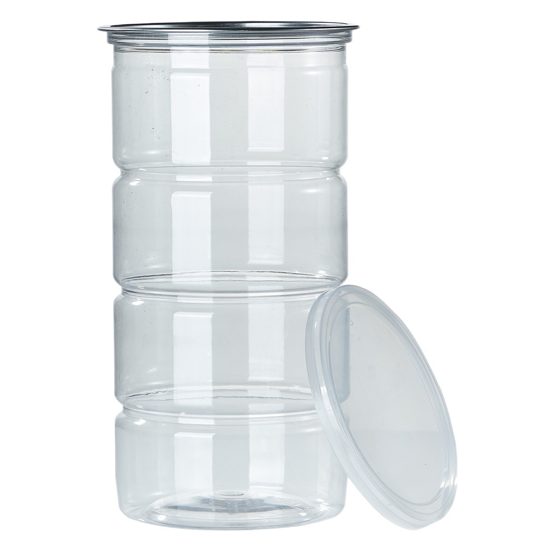 Tarro de plástico transparente con tapa de aluminio para frutos secos, granos, aperitivos, miel, tarro sellado, botella PET de boca ancha, directo del fabricante. image 1