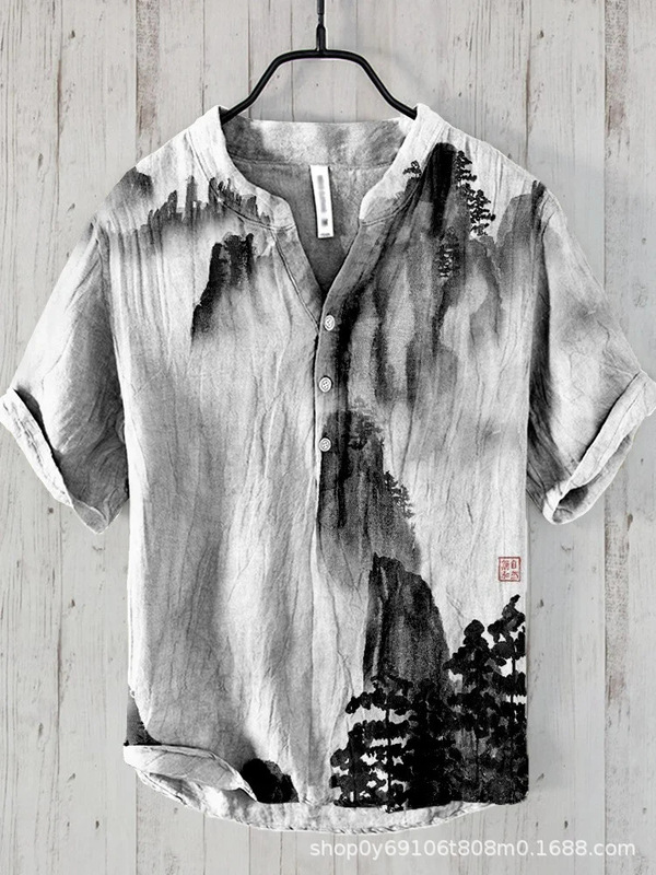 Independent Station New Cross Border Bowling Vintage 66 Printed Summer Casual Loose Short Sleeve Shirt Hawaiian Menswear