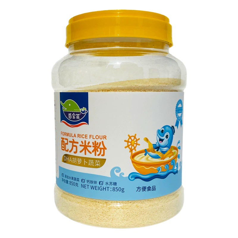 Рисовая каша Yinbaolai с морковью, орехами, китайским ямсом, DHA и пребиотиками для детей, 850 г, большой контейнер, дополнительное питание