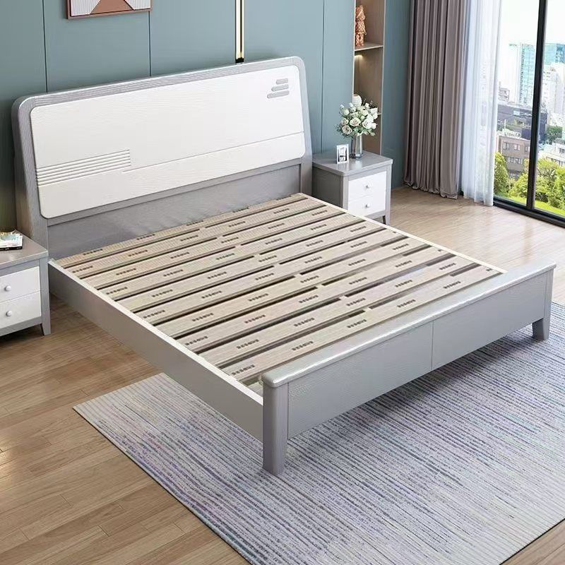 New Chinese Style Solid Wood Bed 1.8 Double Bed Single Bed Master Bedroom Modern Simple 1.5 Home Wedding Bed Storage Bed 1.2m