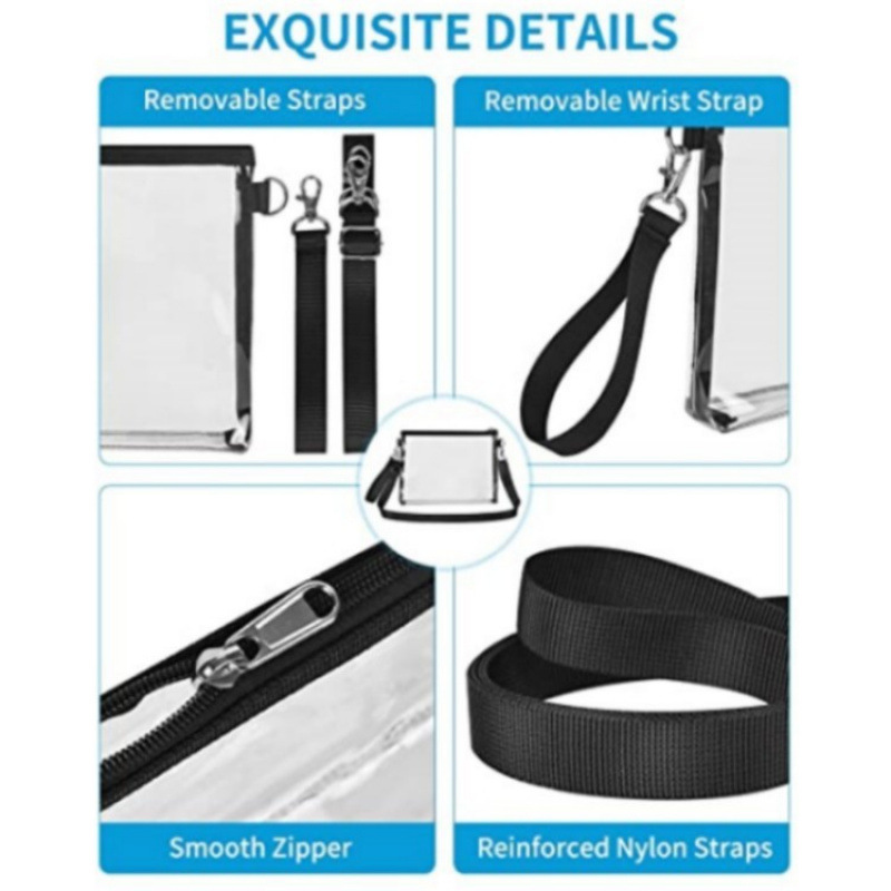 Bolsa de mano transparente en stock Bolsa de mano transparente para viajar Bolsa de mano transparente para trabajar deportes de concierto