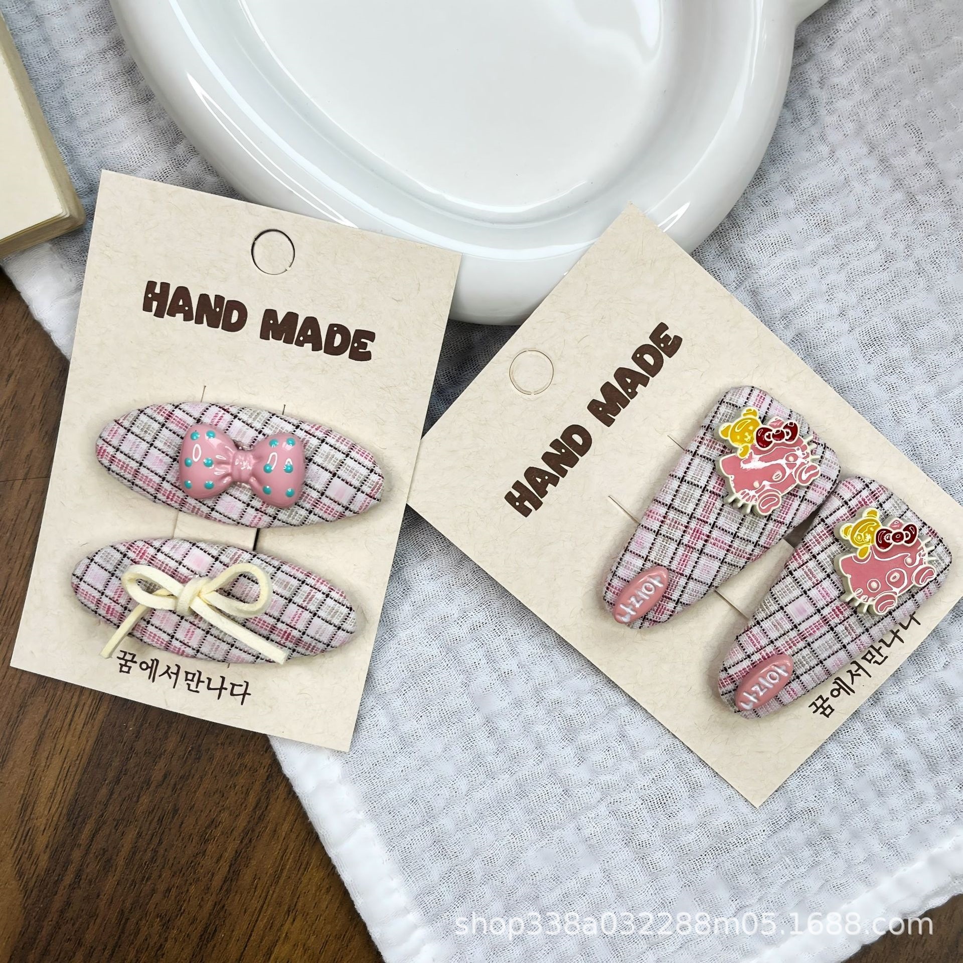 Nuevo broche de tela hecha a mano coreana para niños lindos arcos de cuadrillas BB clip para niñas adorables toques de cabello