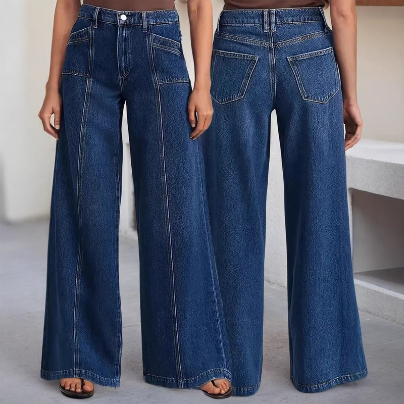 New Fashion Women's Jeans, Loose Wide-Leg, Comfortable Stretch Denim Pants, High Quality, Stylish and Casual New Fashion Women's Jeans, Loose Wide-Leg, Comfortable Stretch Denim Pants, High Quality, Stylish and Casual