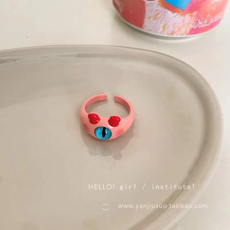 Dibujos animados lindo gato anillo 2023 nuevo nicho diseño chica corazón exquisita joyería al por mayor