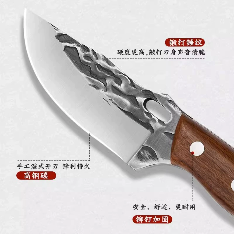 Нож ручной работы Longquan, кованый, монгольский, нож для мяса, нож для разделки мяса, острый, утолщенный, многоцелевой нож для использования на открытом воздухе.