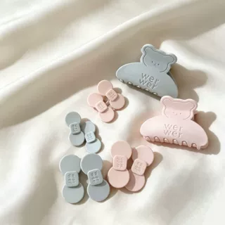 小熊奶油粉抓夹盘发鲨鱼夹子后脑勺发抓发夹头饰百搭蝴蝶小熊可爱