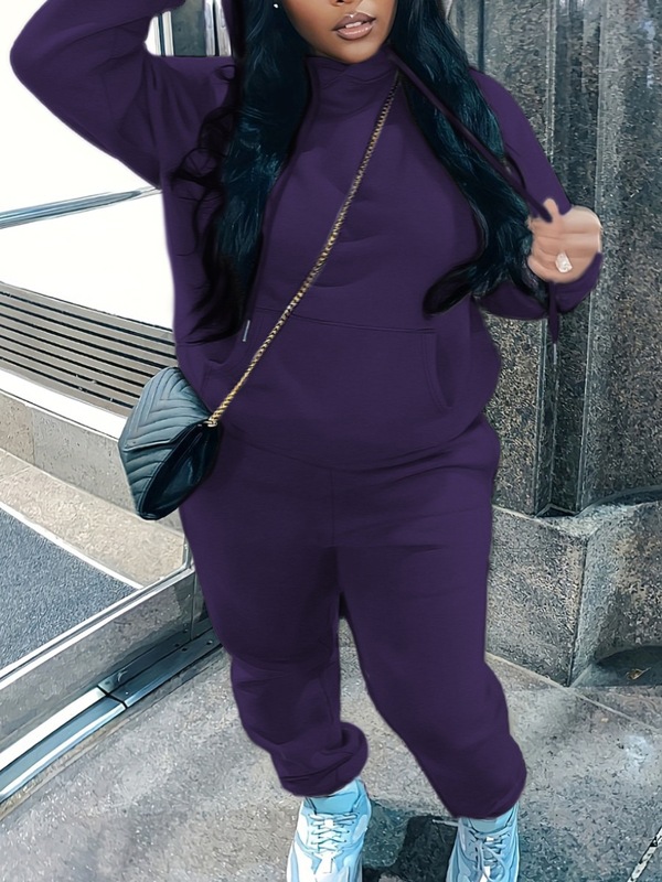 外国貿易の新しい秋冬の2つのセットの女性のベルベットの帽子の襟のカンガルーのポケットの運動のガードルのセットの現物のバッチ|undefined